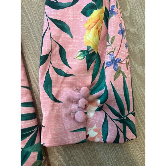 Rachel Zoe Women’s Suit Set Pink Floral Tropical Size Large Blazer NWT - Picture 6 of 12